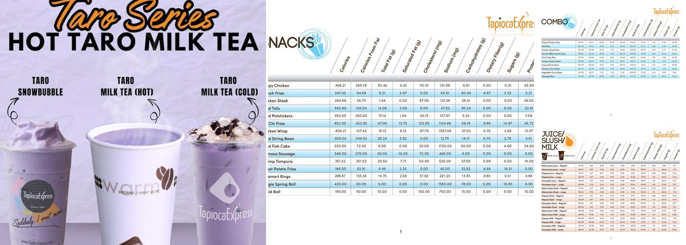 Tapioca Express Menu