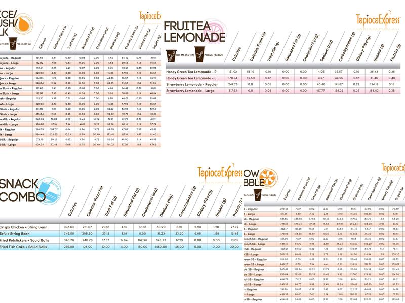 Tapioca Express Menu