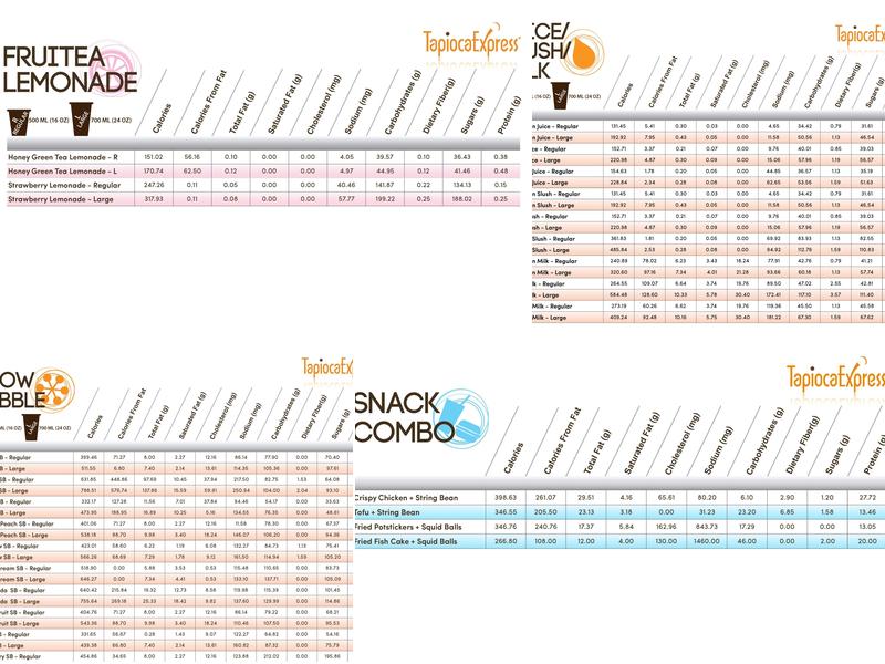 Tapioca Express Menu