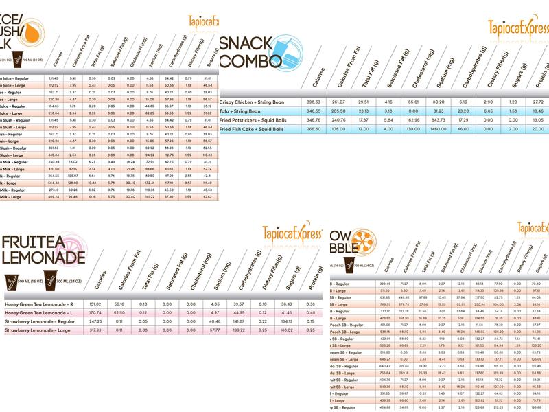 Tapioca Express Menu