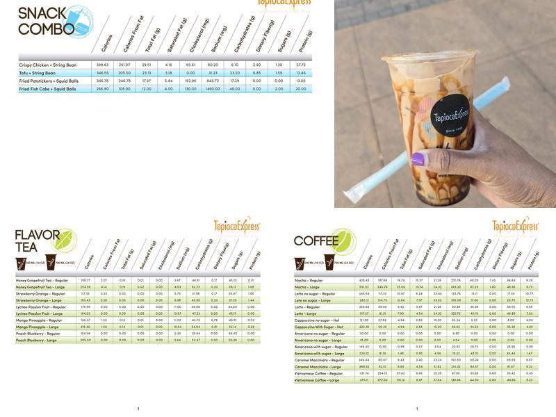 Tapioca Express Menu