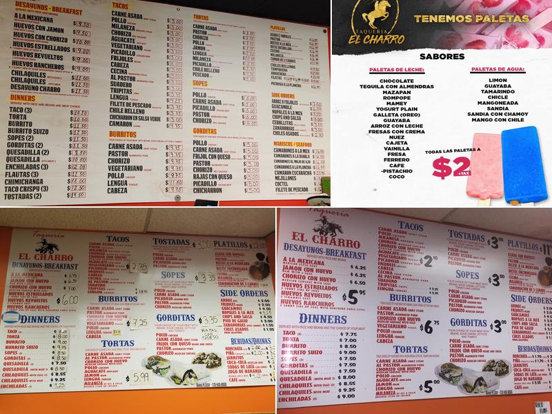 Taquería El Charro I Menu