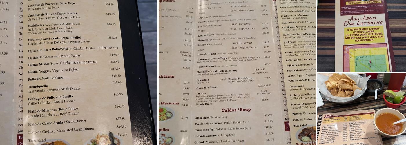 Traspasada Restaurant Menu
