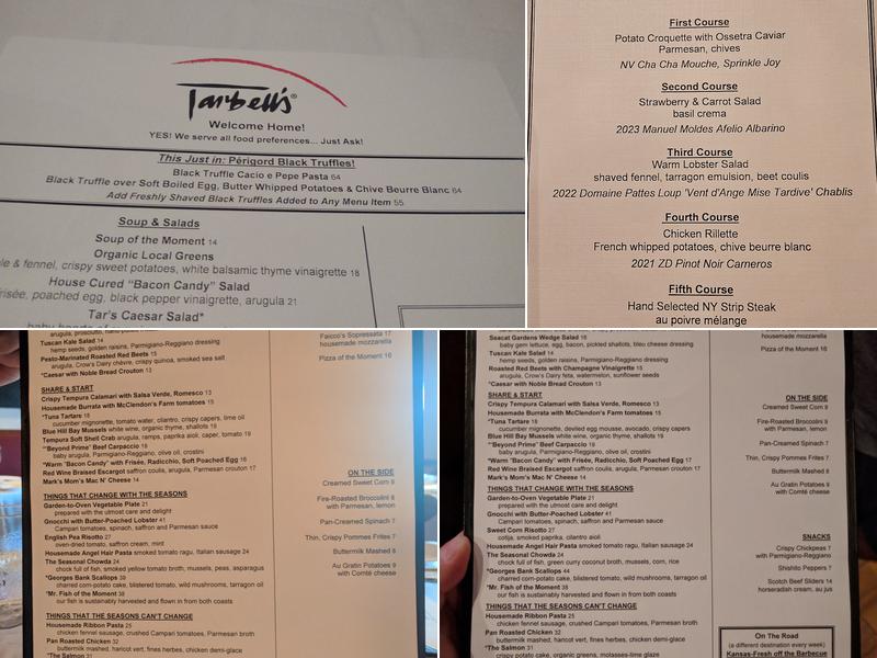 Tarbell's Menu
