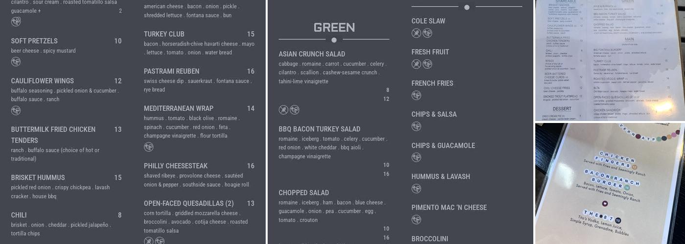 Tavern at the Point Menu