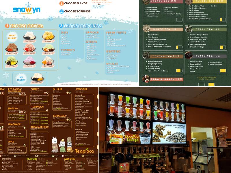 Teapioca Lounge Menu