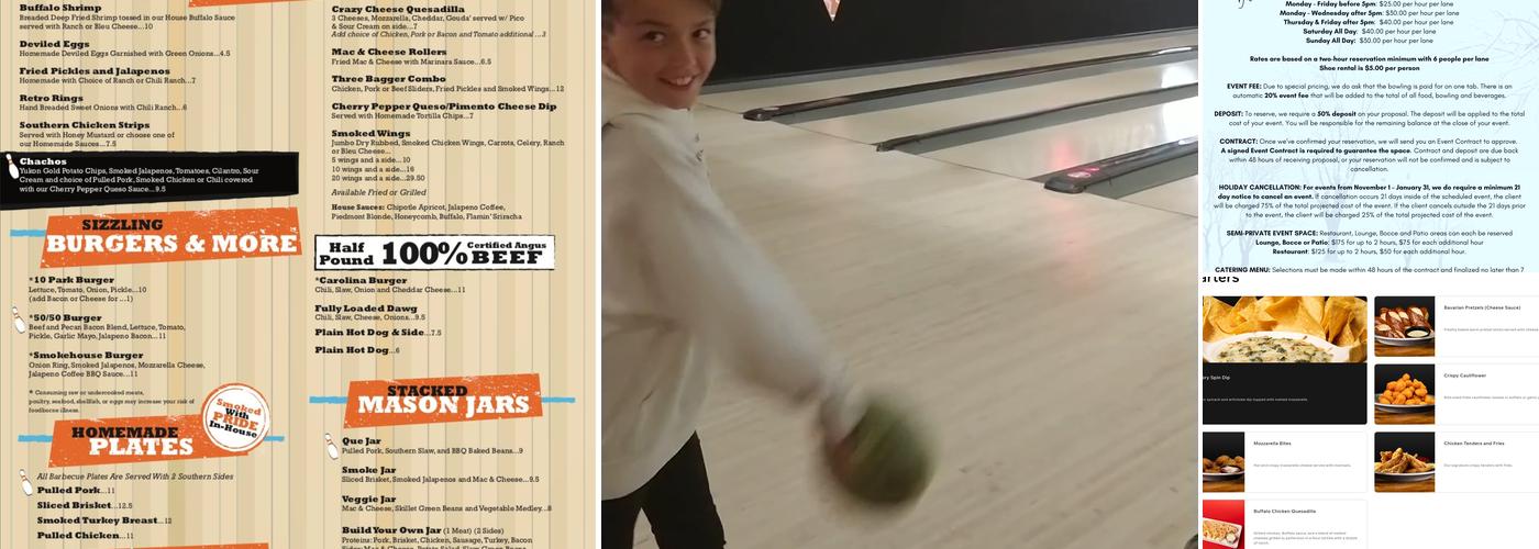 Bowlero 10 Park Menu