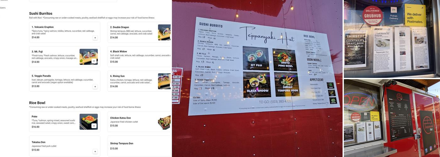 Teppanyaki Hut - North Portland Menu