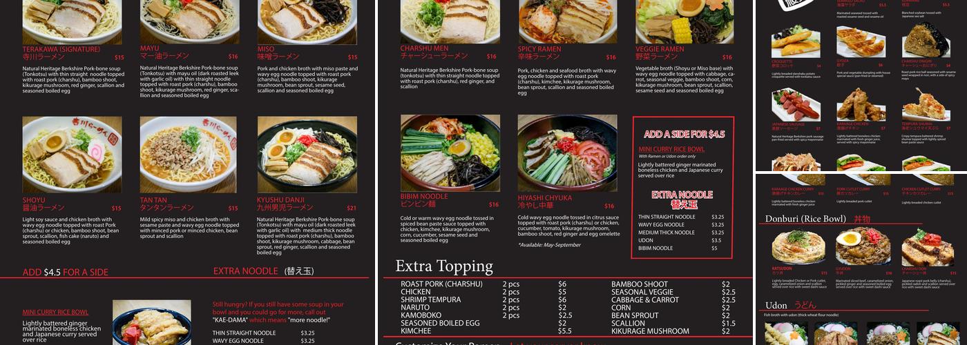 TERAKAWA RAMEN Menu