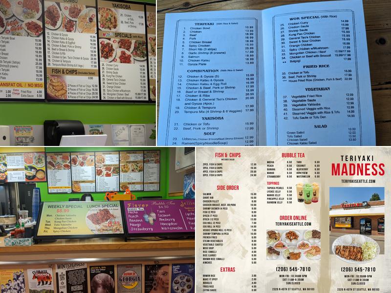 Teriyaki Madness Menu