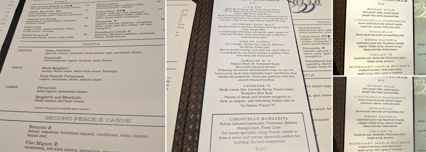 TERRAZZA Menu