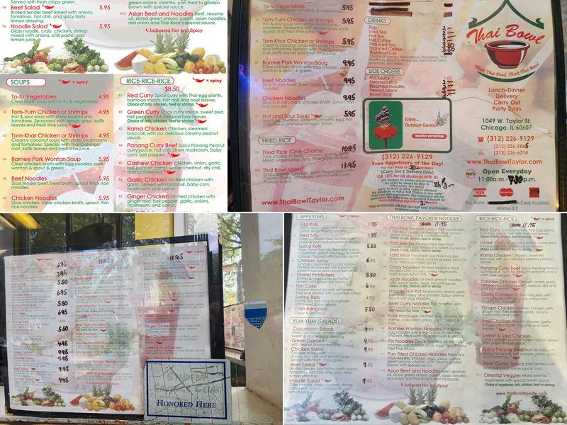 Thai Bowl Menu