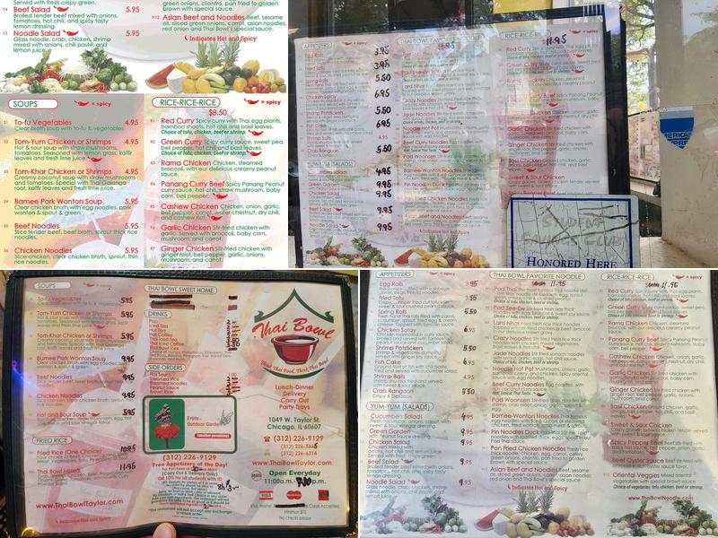 Thai Bowl Menu