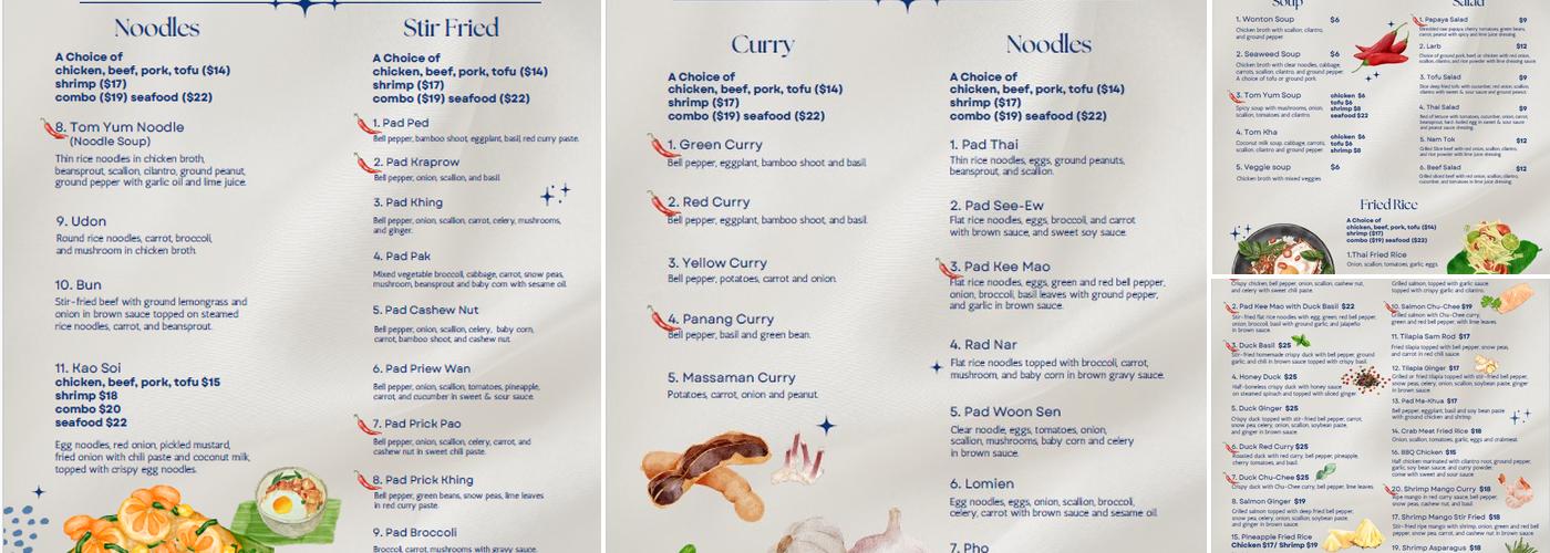 Sukho Thai Cuisine Menu