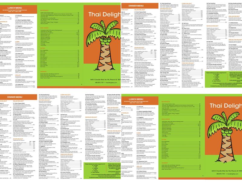 Thai Delight Menu