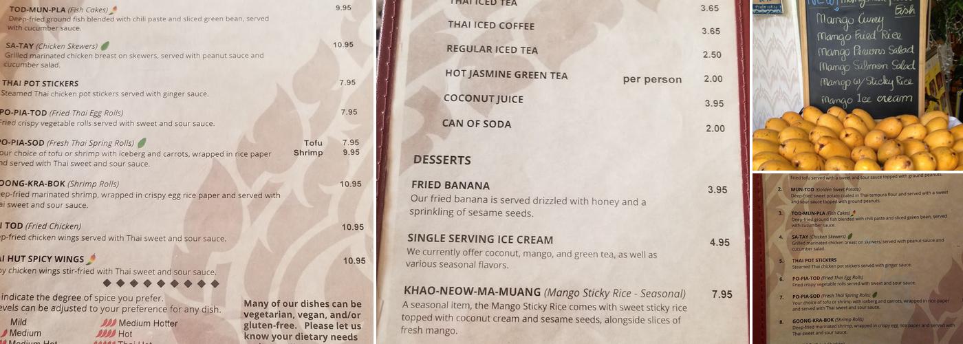 Thai Hut Menu