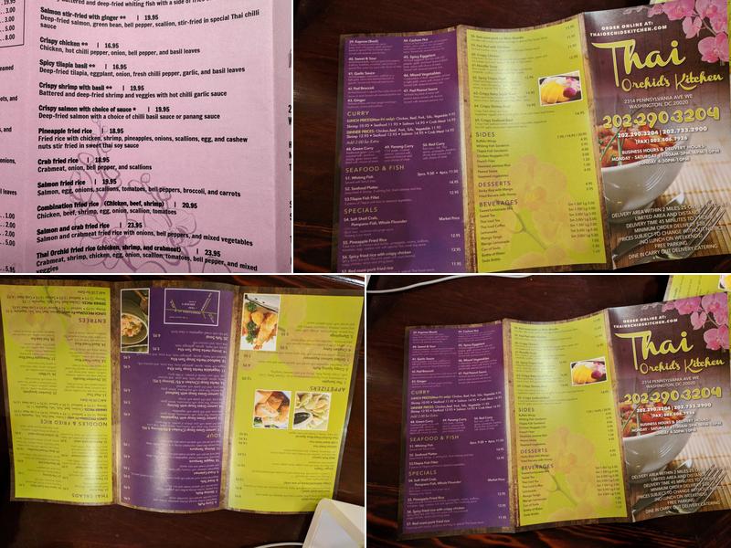 Thai Orchid's Kitchen Menu