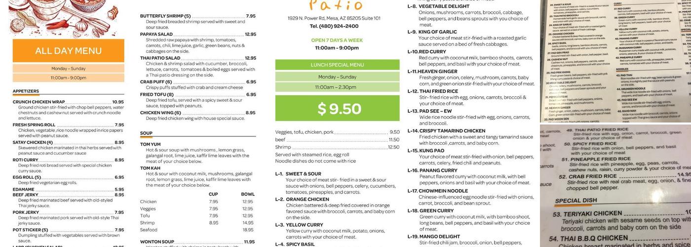 Thai Patio Menu