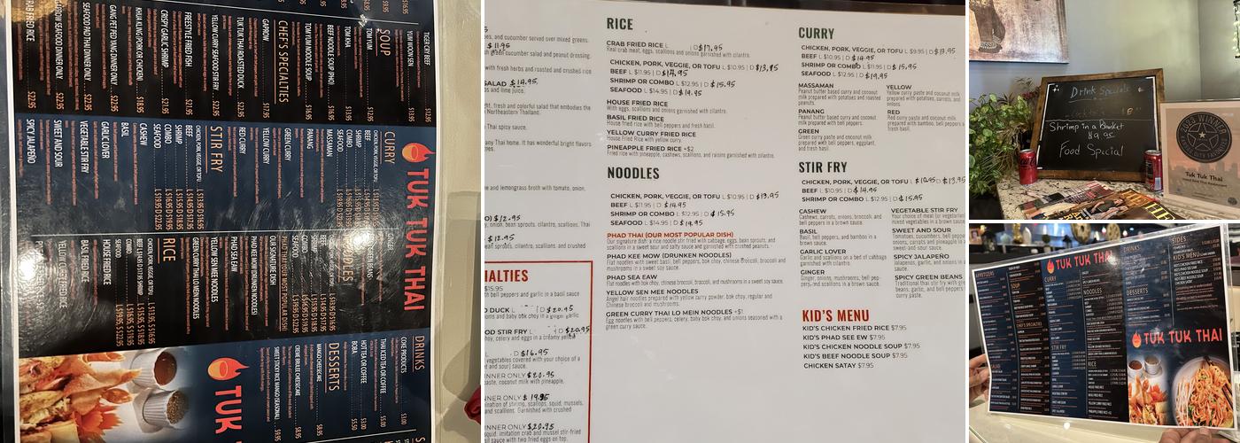 Tuk Tuk Thai Menu