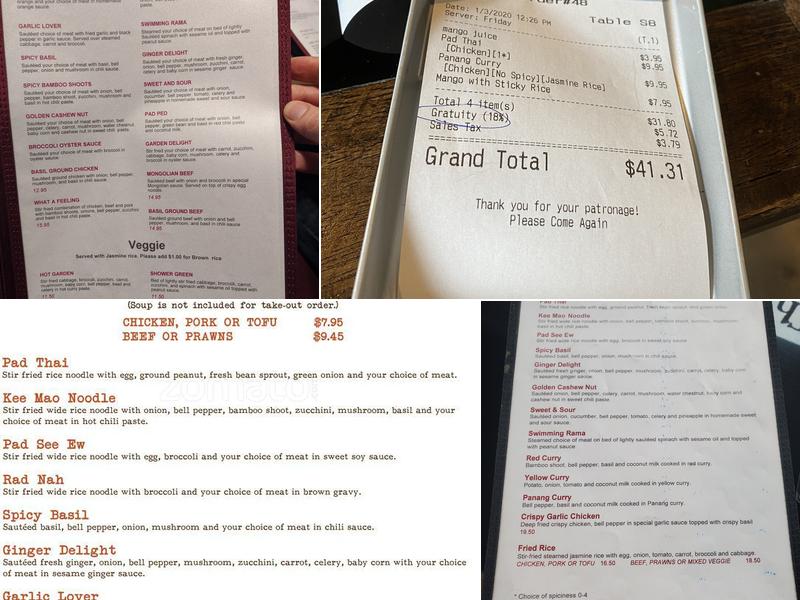 Thai Thani Kitchen Menu