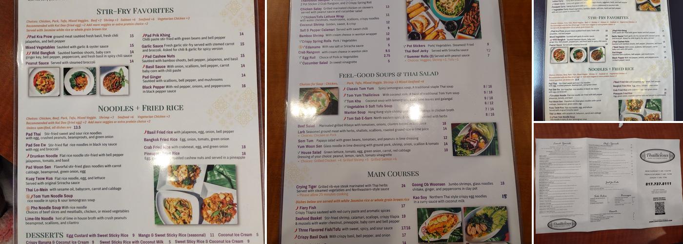Thailicious Menu