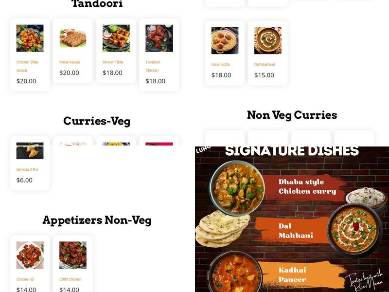 Thali Indian Restaurant Menu