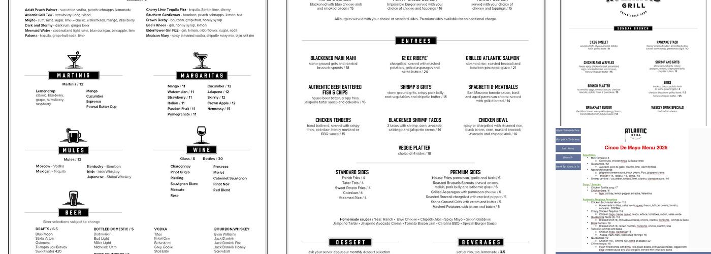 Atlantic Grill Menu