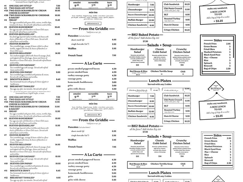 The Buffalo Grille Menu