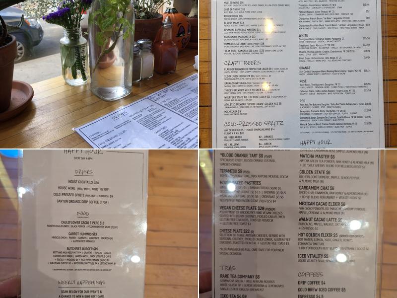 The Butcher's Daughter Menu