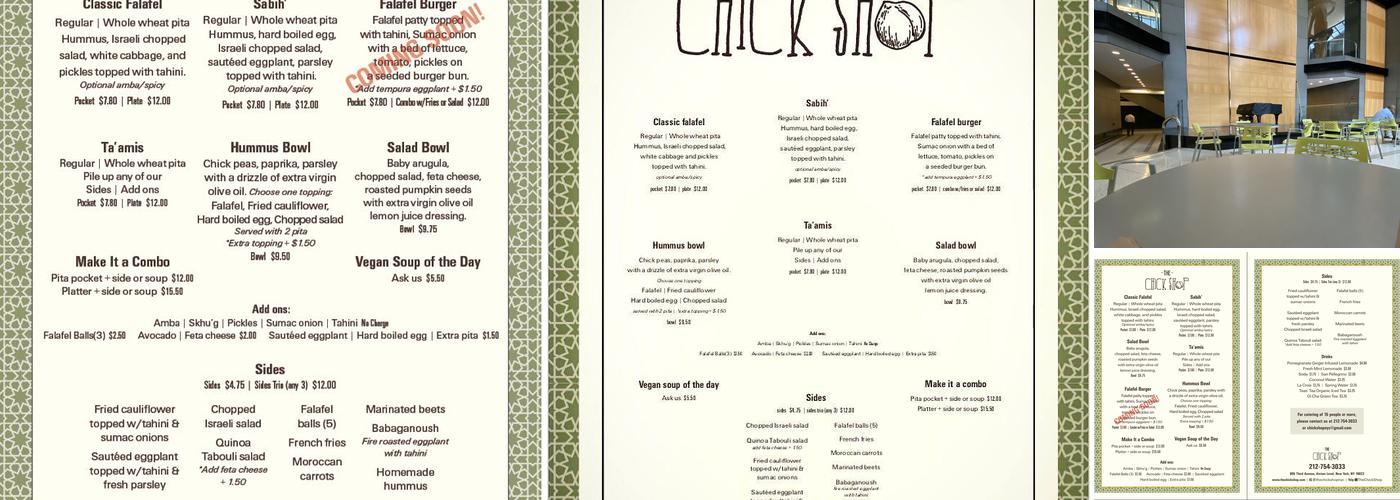 The Chick Shop Menu