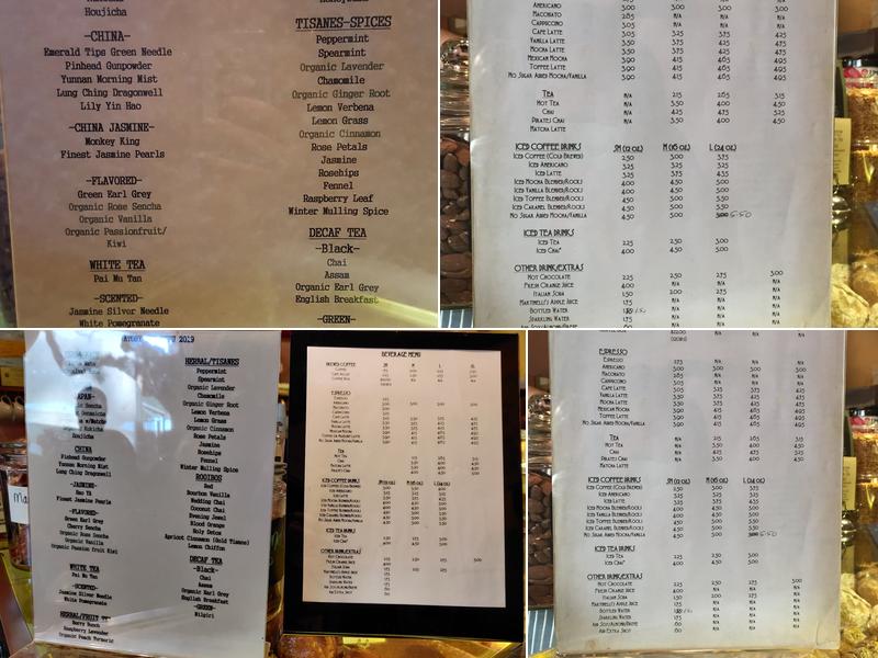 The Conservatory for Coffee, Tea & Cocoa Menu