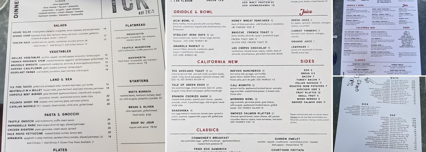 The Courtyard Kitchen Menu