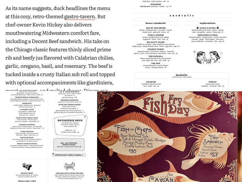 The Duck Inn Menu