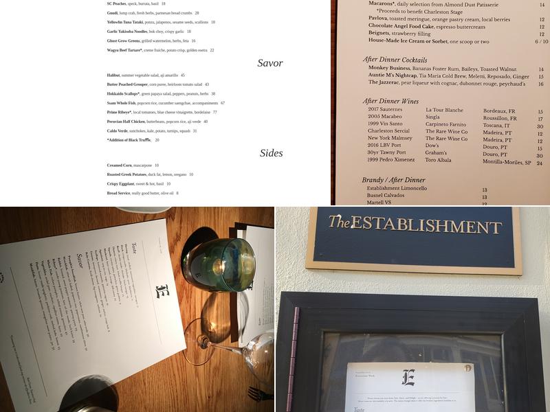 The Establishment Menu