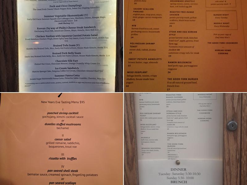 The Good Fork Pub Menu