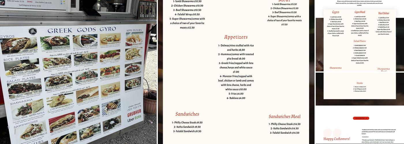 The Greek Gods Gyro Menu