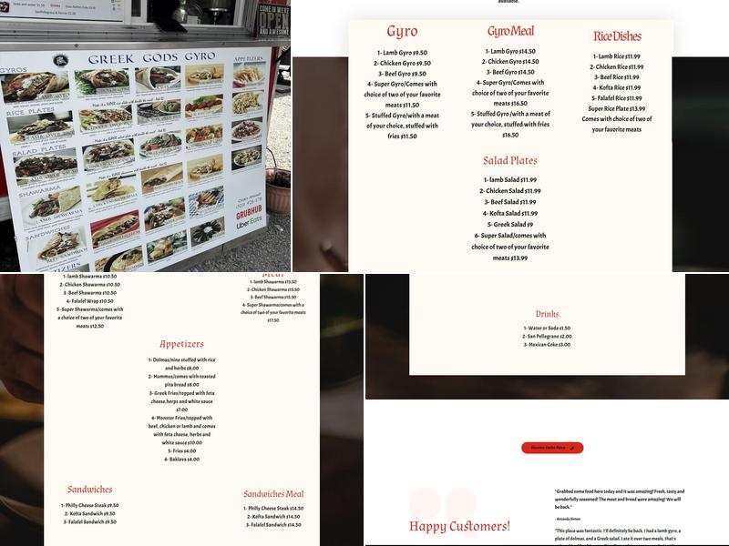 The Greek Gods Gyro Menu