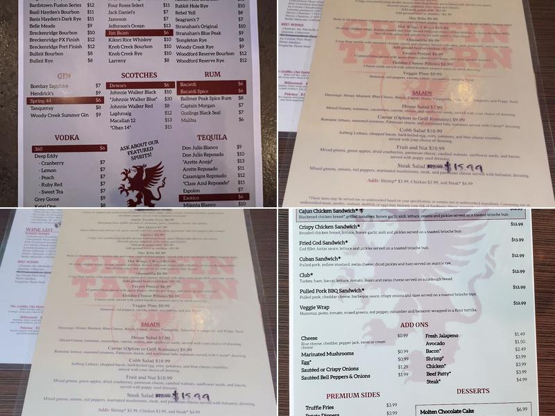 Griffin Tavern Menu