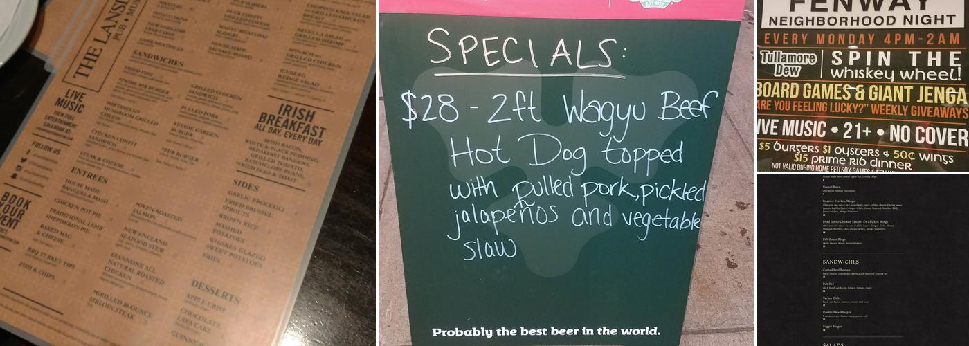 Lansdowne Pub Menu