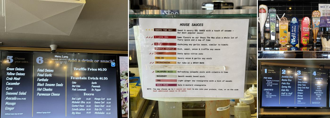 The lowkey poke joint Menu