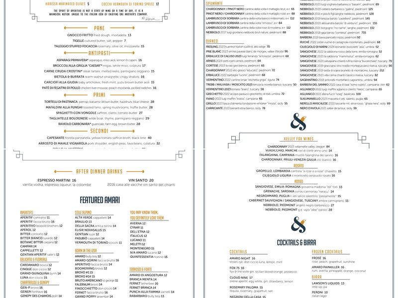 Fox & The Knife Menu