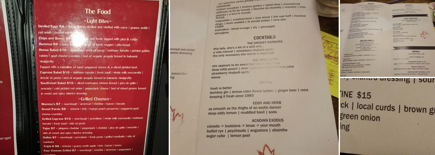 The Maple Leaf Pub Menu