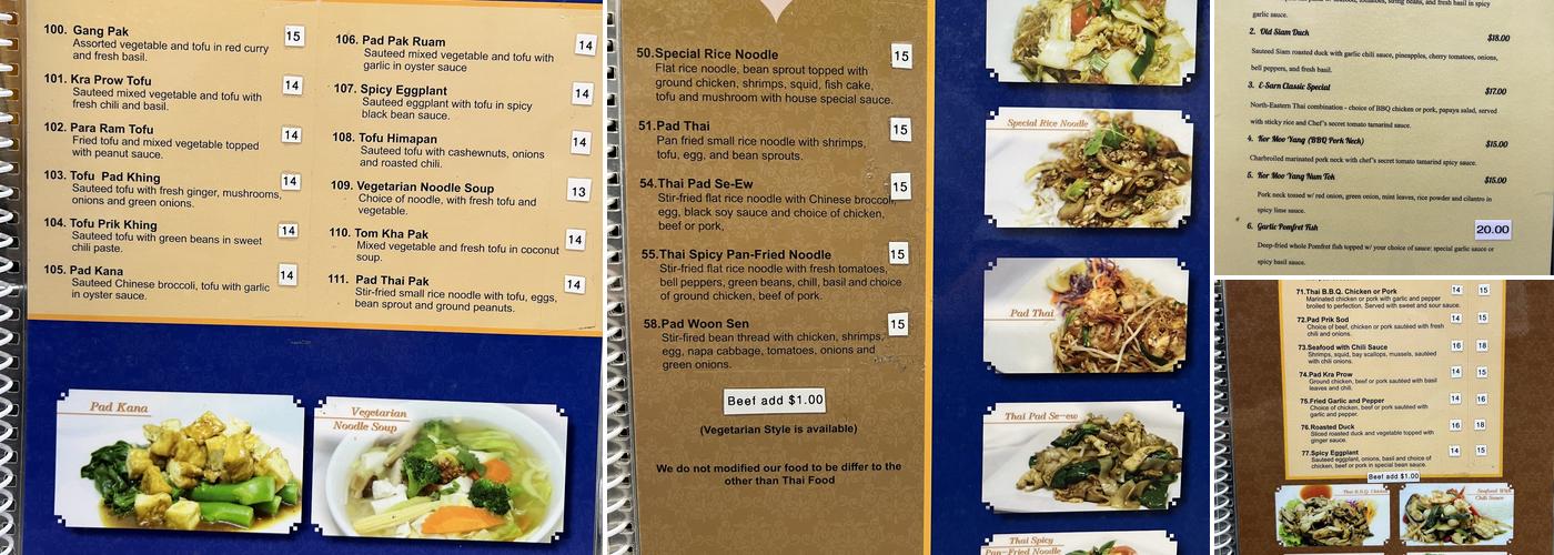 The Old Siam Thai Restaurant Menu