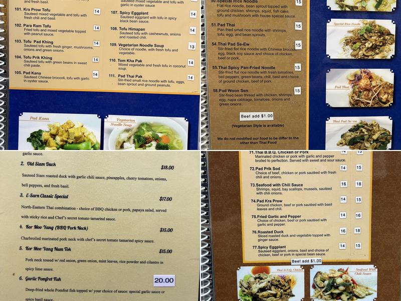 The Old Siam Thai Restaurant Menu