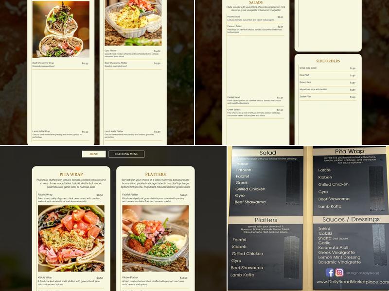The Original Daily Bread Marketplace Menu