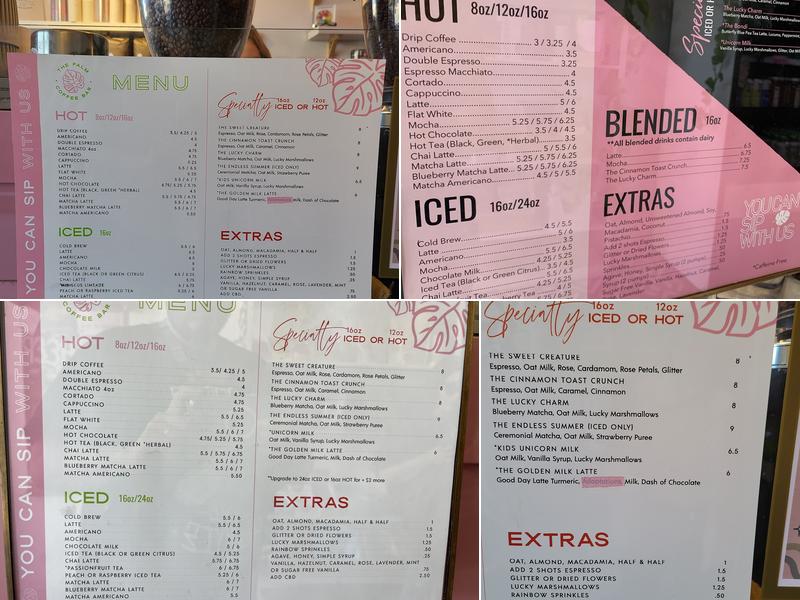 The Palm Coffee Bar Menu