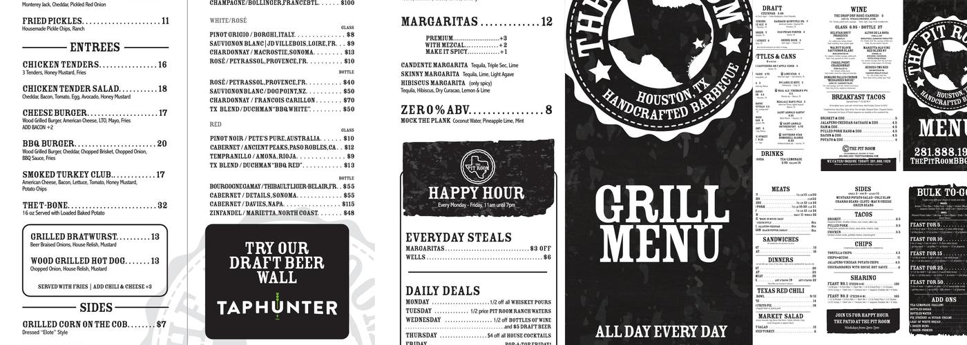 The Pit Room Menu