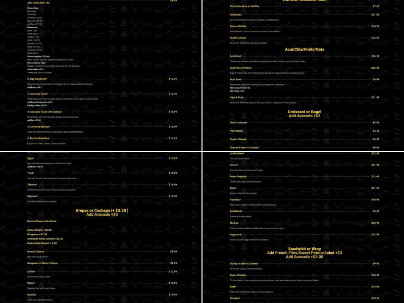 The Plaza Market Menu