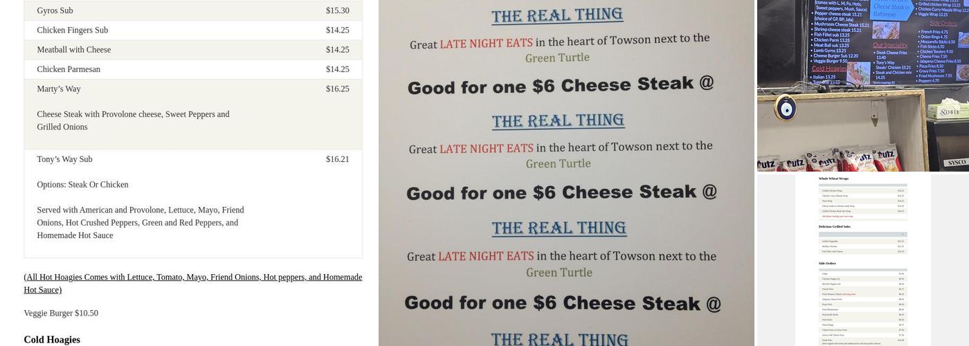 The Real Thing Menu