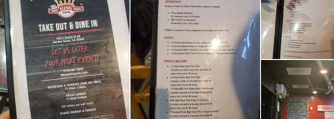 The Smoking Ribs Menu